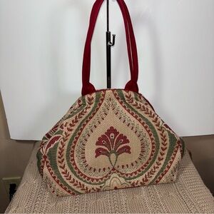 ATENTI Betty Bag Madrid Red and Beige Patterned Women's Grandmacore Doctor’s Bag